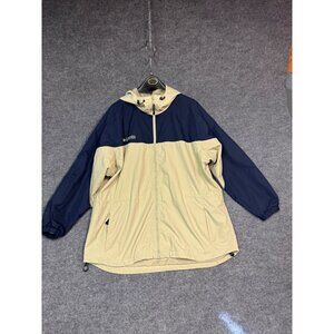 Columbia Jacket Women's XL Beige & Blue Hooded Jacket Waterproof Nylon